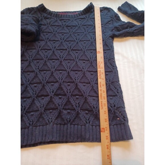 Tommy Hilfiger navy textured knit sweater womens S chunky loose weave pullover - Picture 13 of 13